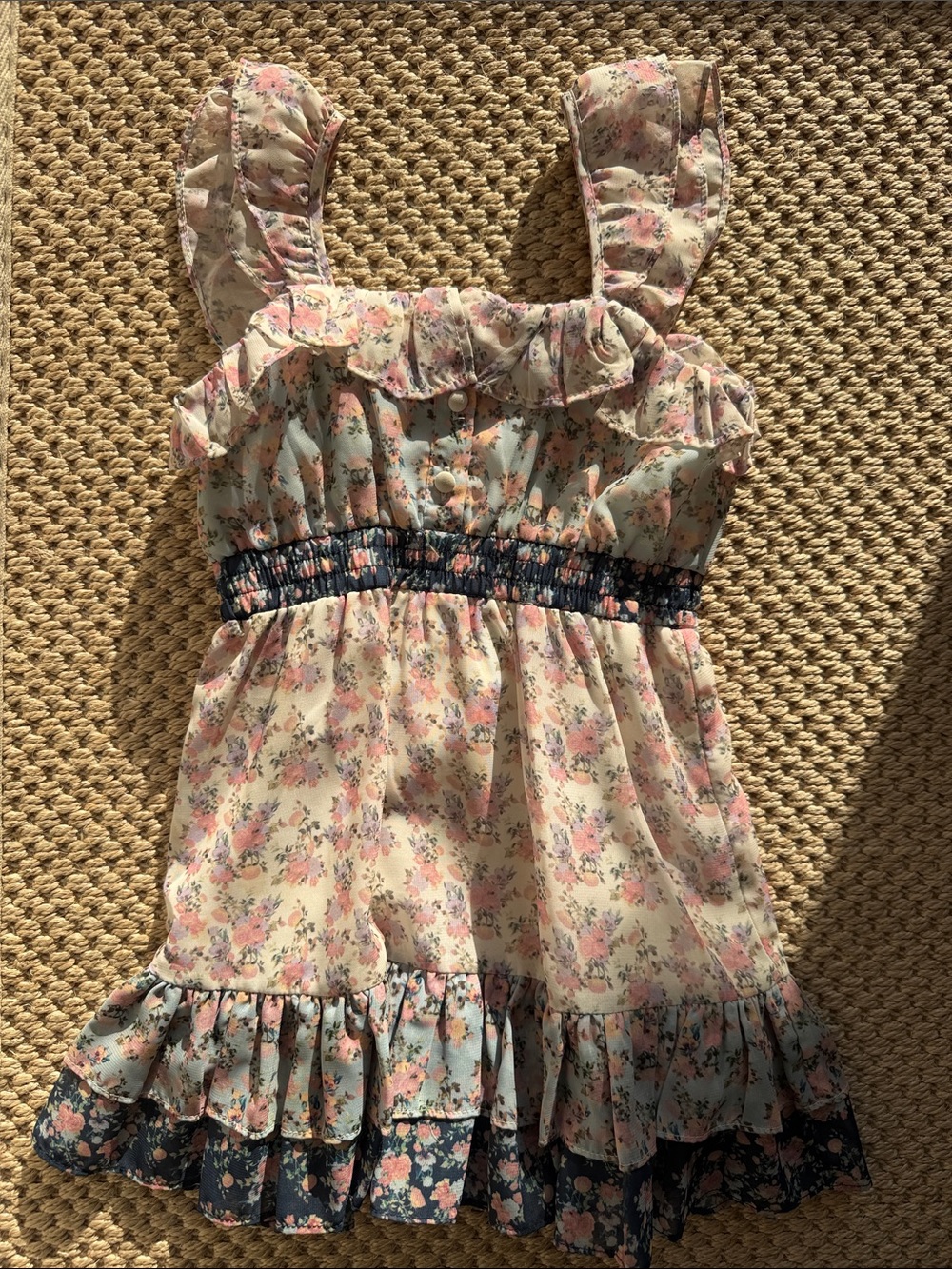 Marlo Kids Spanish Ditsy Primrose Floral Ruffle size Elsa Florals Mini Dress